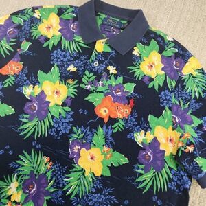 Polo Ralph Lauren Shirt Men Large Floral AOP Hawaiian Golf Vintage Palm Beach